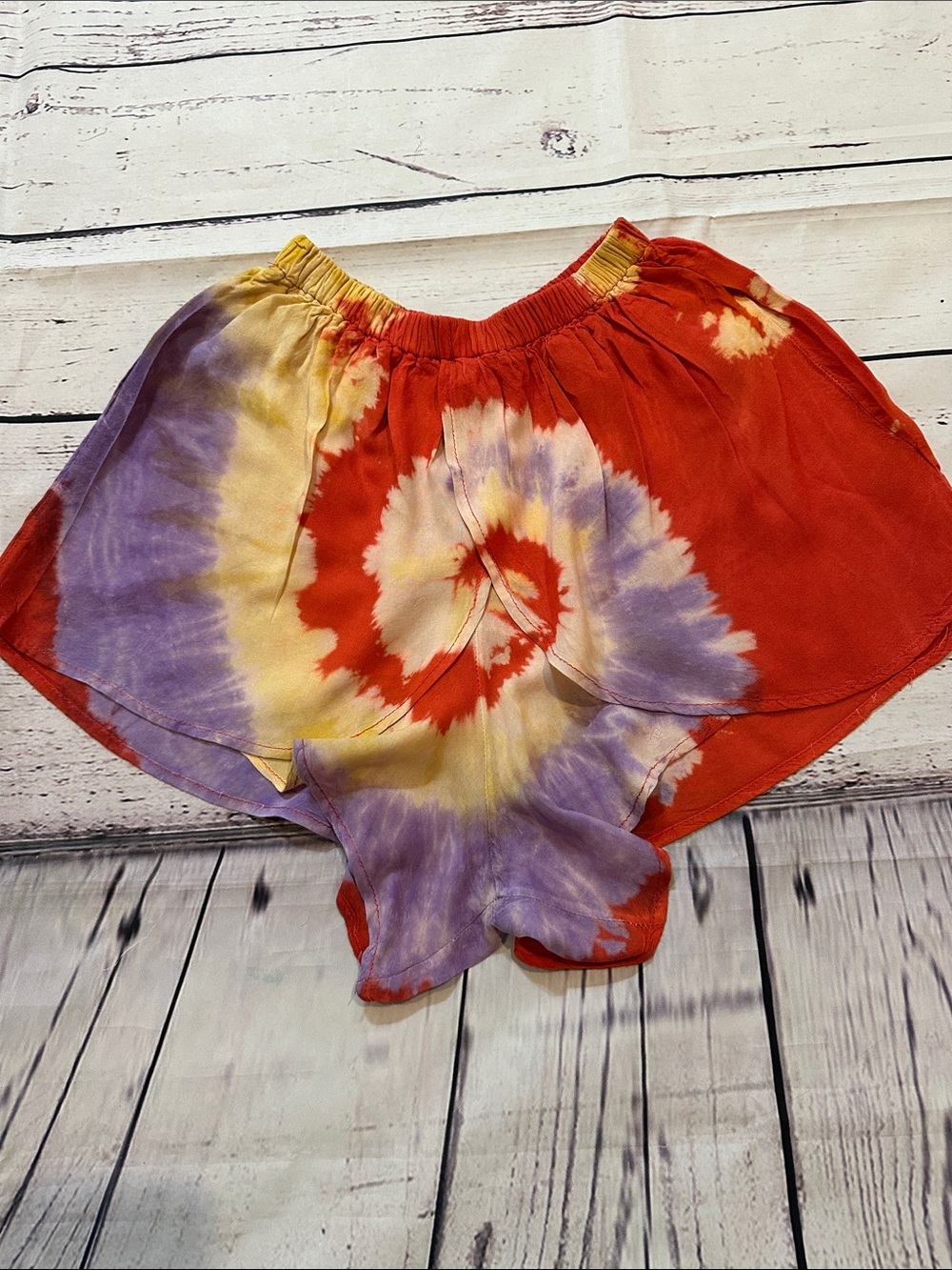Kathmandu Tie-Dye Shorts in Red, Purple & Yellow